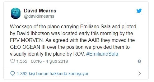 Futbolcu Emiliano Sala'yı taşıyan uçağın enkazı Manş Denizi'nde bulundu